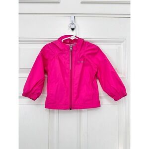 Columbia Kids Hot Pink Hooded Windbreaker Jacket Full Zip 2T Reflective Logo